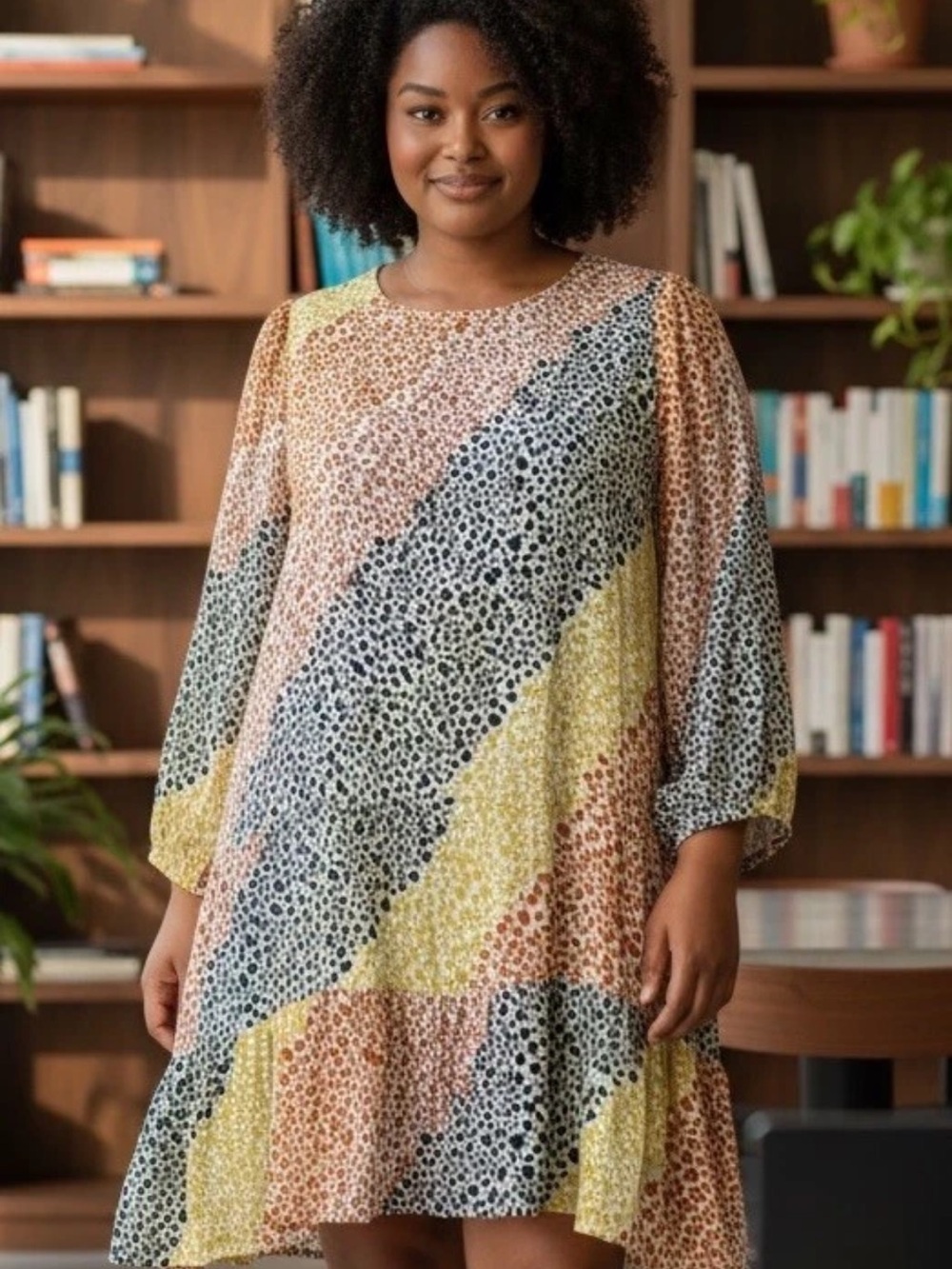 Eloquii Elements Plus Size Tiered Dress 24 Rainbow‎ Abstract Print T Shirt Knit